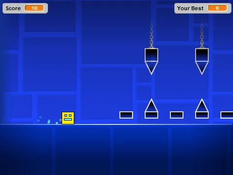 Screenshot of Geometry Dash V1.9 Level Pack featuring three challenge levels