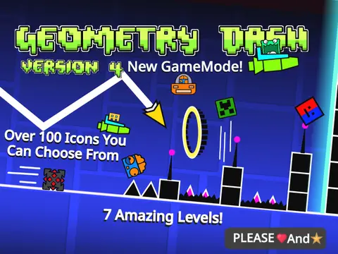 Screenshot of Geometry Dash V4 V2 game on Scratch