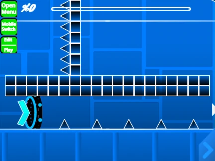 Screenshot of Geometry Dash Very Hard Wave custom level editor interface