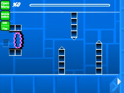 Screenshot of Geometry Dash Wave Challenge showing editor interface