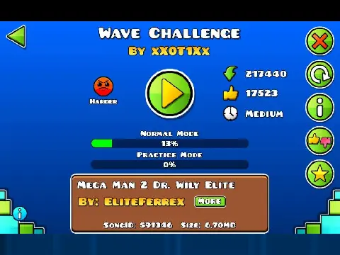 geometry dash wave challenge improved a little bit longer