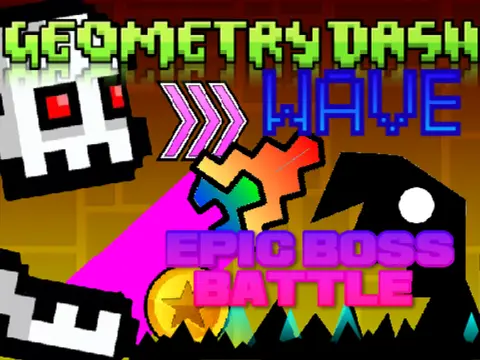 Geometry Dash Wave Epic Boss Battle screenshot showing wave mechanics and boss fight