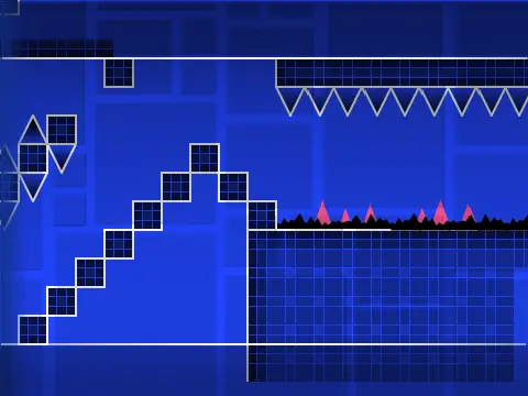 Geometry Dash wave mode with undulating movement pattern