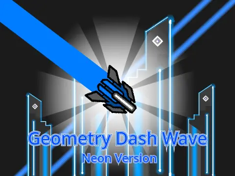 Screenshot of Geometry Dash Wave Neon game with bright neon visuals