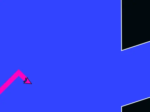 Screenshot of the incredibly difficult wave mode challenge in Geometry Dash Wave v1.14 But Its Impossible