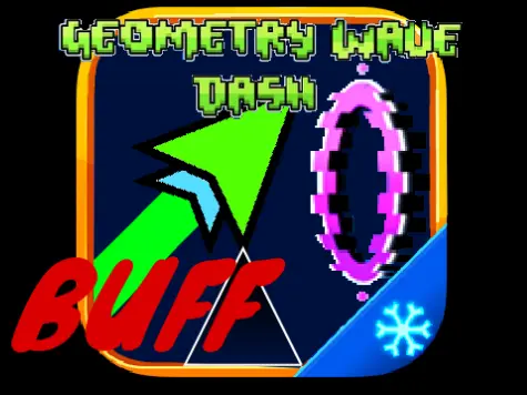 Screenshot of the challenging Geometry Wave Dash Buff Remix level