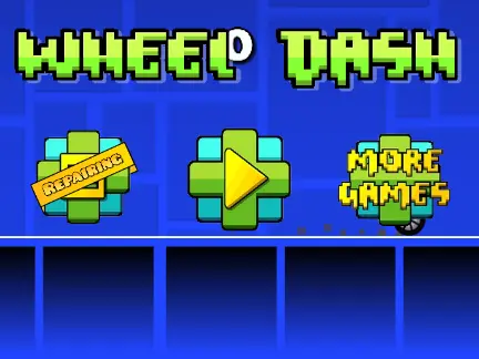 Screenshot of Geometry Wheel Dash showing a wheel character jumping over obstacles