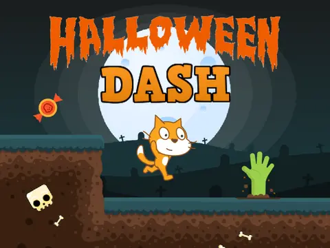 Halloween Dash V2 geometry game with pumpkin characters