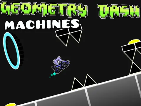 Machines Geometry Dash level showing custom artwork, mechanical themes, and challenging obstacles