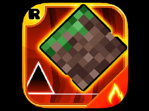 Minecraft Geometry Dash Meltdown game combining block aesthetics with platforming
