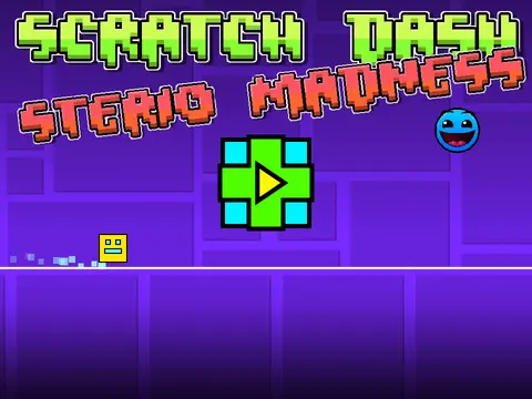 Screenshot of Stereo Madness Geometry Dash level on Scratch