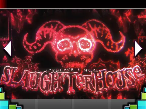 Gameplay of the fan-made Slaughterhouse extreme demon level for Geometry Dash online