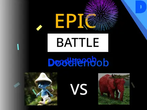 Screenshot of Smurf Cat fighting Strawberry Elephant animation