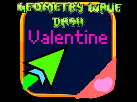 Screenshot of Valentine Geometry Wave Dash, a pink and red themed wave mode level