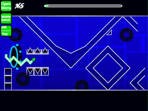 Geometry Dash Wave Challenge showing wave mode gameplay