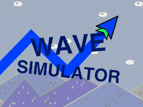 Screenshot of the Wave Simulator showing a blue wave navigating through spikes